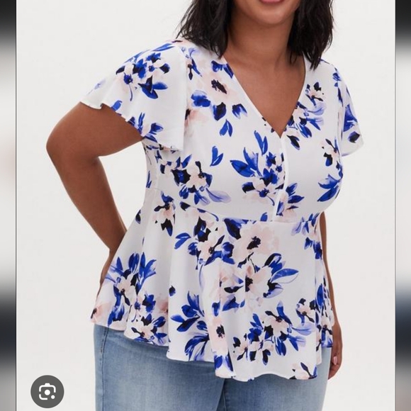 Torrid Babydoll Georgette Floral Blouse - Picture 1 of 7